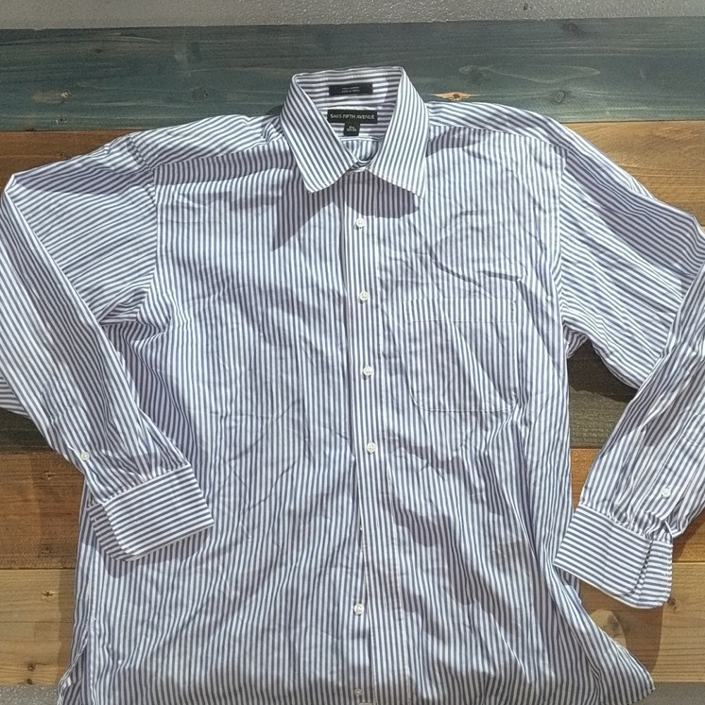 Saks FifthAvenue Striped Shirt 15 1/2  sleeve32/33